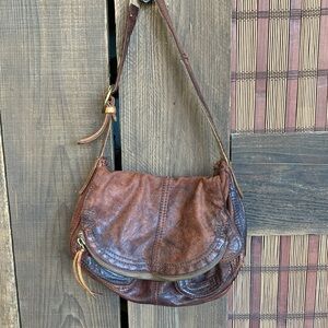Lucky Brand Distressed Brown Leather Crossbody Bag